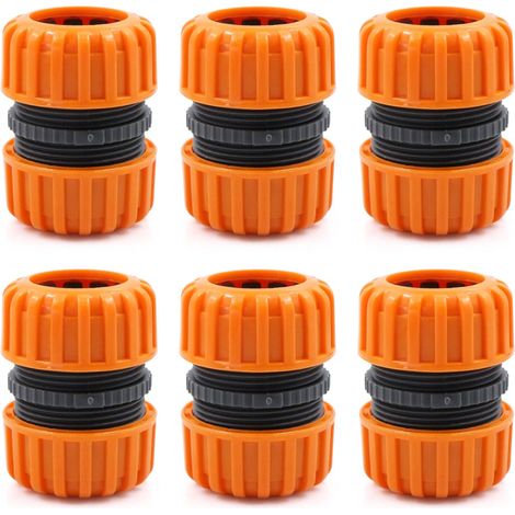 Lot de 6 raccords de tuyau d'arrosage   Kit de réparation pour tuyau d'arrosage   19 mm (3/4")   Jaune