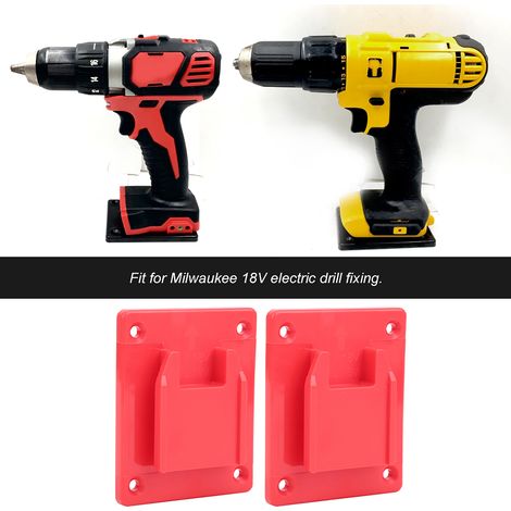 Vendus par lot de 2. Compatibles avec les outils électriques Miwochi M18 18V/Dewei 20V, fixation murale ou sur étagère et autres supports fixes. Rouge. (1/4)
