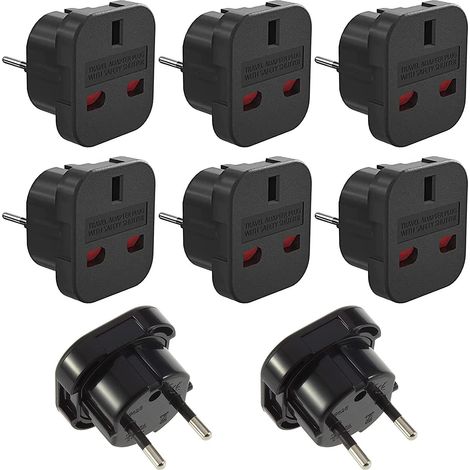 8-teiliger UK-Steckeradapter Frankreich/Europa, Reiseadapter UK auf EU-Stecker, UK 3-poliger auf Europa/Französisch 2-poliger Steckeradapter, Reisezubehör (1/5)