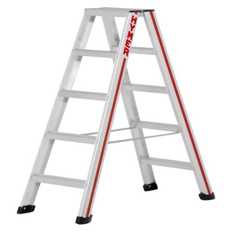 [GEBRAUCHT] B-Ware Hymer Stufenstehleiter Trittleiter Beidseitig Begehbar 2x5 Stufen Aluminium