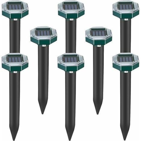 Set di 8 punte repellenti a ultrasuoni ad energia solare per talpe, serpenti e arvicole, per prati, giardini e cortili, repellente per sardine