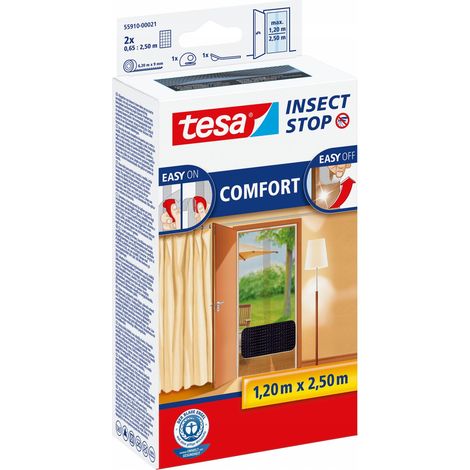 Mosquitera TESA para puertas de balcón, malla con cierre de velcro, negra, 1,2 x 2,5 m