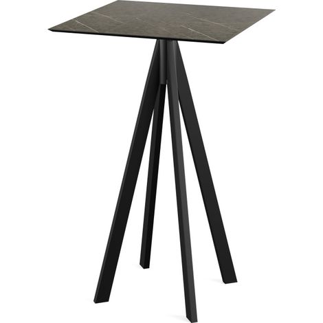 Infinity mange-debout avec piètement noir + plateau HPL Midnight Marble 70x70 cm - Feros (1/4)