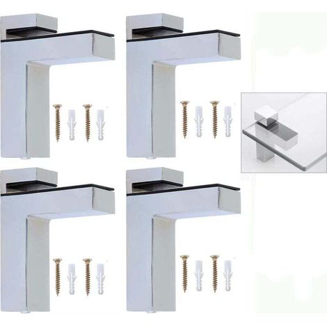 4 PCS Supports d'Étagère en Verre Support de Tablette en verre Réglable et Adaptable d'Épaisseur de 5-30mm pour Salle de Bain, Fixation Murale à Vis solide Support