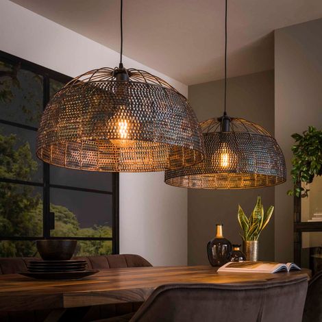Luminaire suspension industriel en métal 2 lampes AMORIA (1/5)
