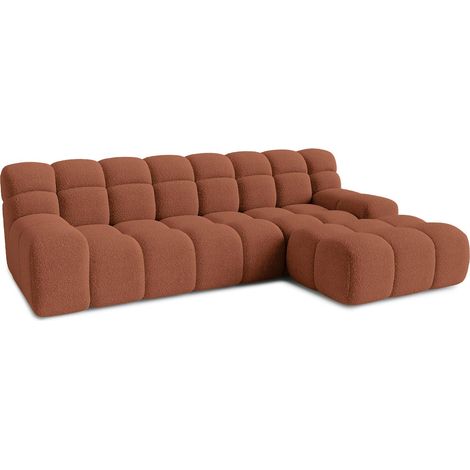 SERENA Canapé d'angle tissu bouclette orange - Angle droit (1/5)