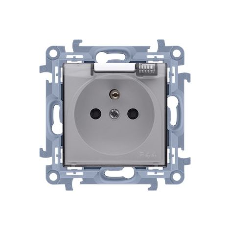 Base para enchufe IP44 sin precinto - tapa transparente (módulo) 16 A, 250 V, terminales de tornillo, color blanco. Requiere precinto blanco para marco.