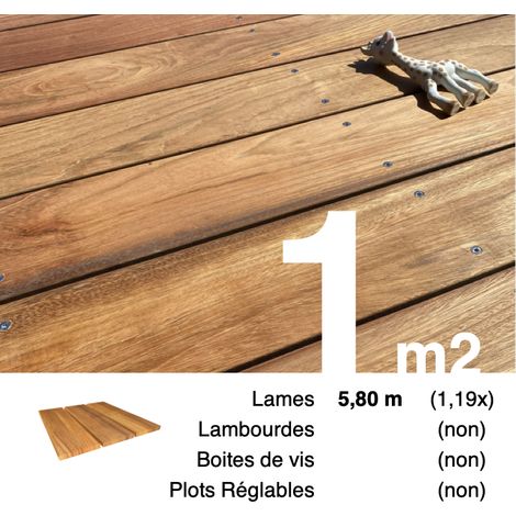 Planches de terrasse bois exotique JATOBA pour 1 m² • Longueur 5,8 m