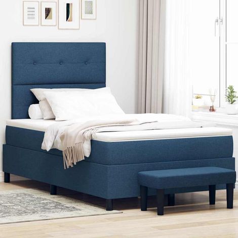Boxspringbett mit Matratze mit Kopfteil Blau 120 x 200 cm Stoff (1/5)