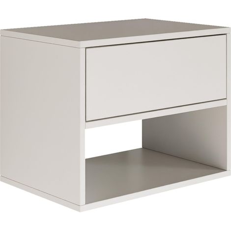Table de Nuit 50 cm Suspendue Design Minimaliste avec Finition Blanc Tiroir et Niche Intégrés Table Chevet Chambre Adulte Style Contemporain et Durable (1/5)