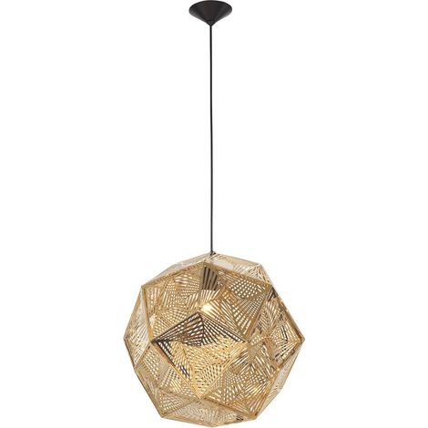 Merano Hampshire 48cm Suspension Plafonnier Doré Acier Inoxydable Tissu Noir Fil LED E27