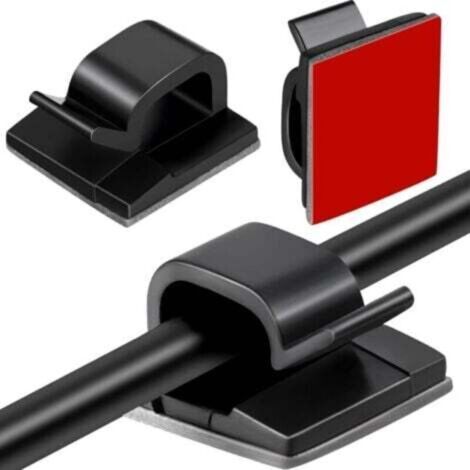 [Organiseurs de Câbles] 60pcs Adhésifs Plastique Nylon Noir - Clips Fixation Gestion Câbles (1/4)