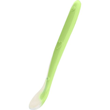 Baby-Silikonlöffel, ergonomisch, zahnfleischfreundlich, weich, für Babys ab 4 Monaten, grün (1/5)