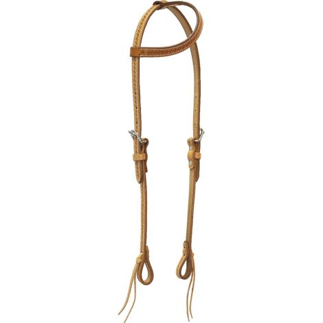 Naturale - Testiera western Triple S a orecchio con decorazione basket e fibbie in acciaio inox