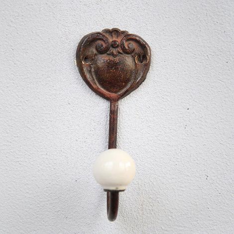 Patère vintage coeur fonte 11x5cm (1/3)