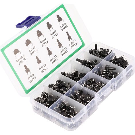 200-teiliges Set mit taktilen Miniatur-Druckknöpfen für TV-Fernbedienungen, Audiogeräte, Computer, elektronische Bauteile und Reparatursets (1/5)