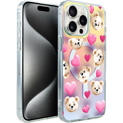 iPhone 15 Pro Max ibizu California Sunset Hülle mit MagSafe, Farbwechsel, Liebesmotiven, Teddybär und Herzen (1/5)