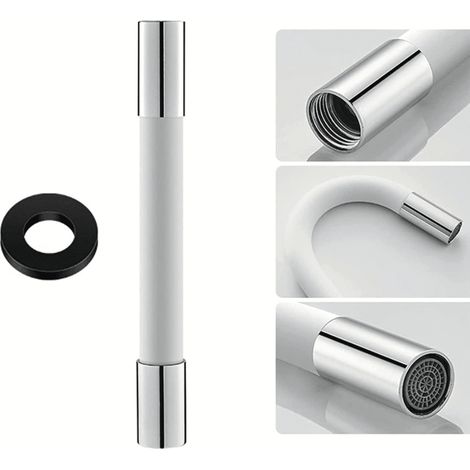 TUBO PROLUNGA RUBINETTO RUBINETTI LAVABO LAVELLO FLESSIBILE 20 CM BIANCO 197ba (1/4)