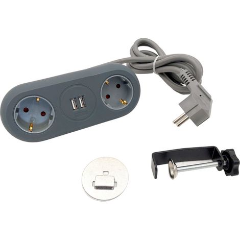 Unitec Tischsteckdose 2-fach mit 2x USB Steckdosenleiste Verteiler Steckerleiste (1/5)