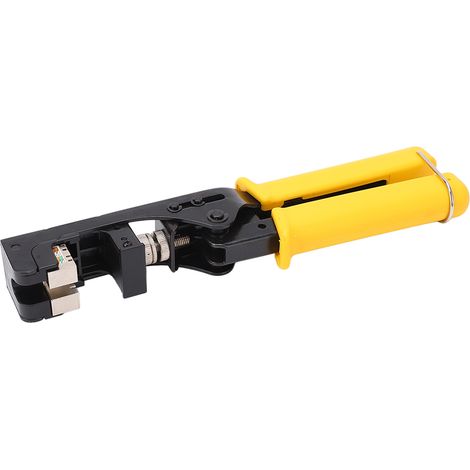 Pince à sertir à cliquet poignée PP isolée réglable acier traité électrophorèse laminage à froid pour prises RJ45 Cat6 180° (1/5)