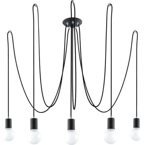 Lampada a sospensione Edison 5 E27 nera Sollux SL.0371 (1/10)