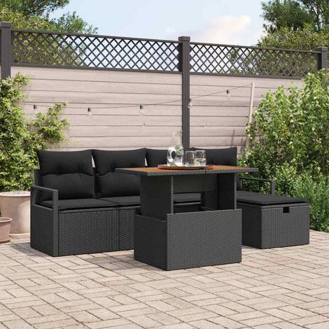 vidaXL Garten-Sofa-Set 6 pcs Schwarz Poly-Rattan (1/5)