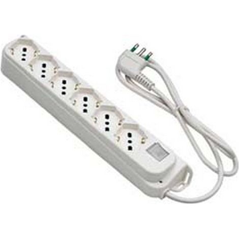 2PZ MULTIPRESA 6 POSTI BIPASSO + SCHUKO INTERRUTTORE "LINEA RETAIL" bianca