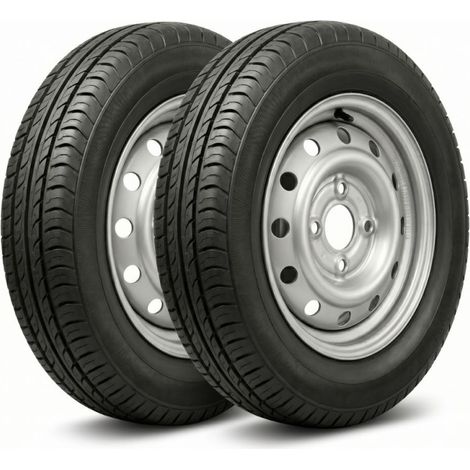 Lot de 2 Roues Complète 165/70R13 4 Trous 100 Déport 30 – Stabilité et Sécurité - Pour Remorque