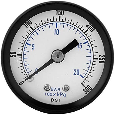 40-mm-Manometer – 0–20 bar / 0–300 PSI – Doppelskala – Pneumatik/Hydraulik – Wasser/Gas/Öl – 1/8" BSPT – Messing (1/5)