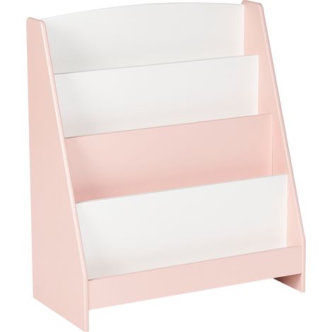 Estantería infantil de 4 baldas para libros expositor para habitación infantil de MDF rosa pastel Liloet (1/5)