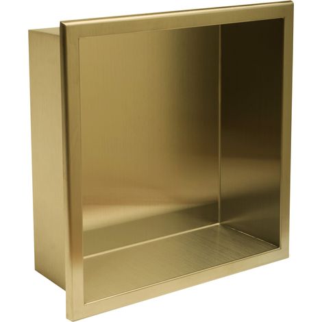 Built-in Stainless Steel Bathroom Shelf 30X30 Brushed Gold (1/5)