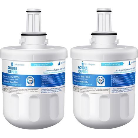 GOLDEN ICEPURE RWF1100A Lot de 2 filtres à eau de rechange pour Samsung Aqua Pure Plus DA29-00003G, DA29-00003F, HAFIN1, HAFIN1/EXP, DA29-00003B, DA29-00003A, DA97-06317A, RFC1100A