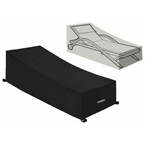 Housse de Protection Imperméable, Coupe-Vent, Anti-UV en Tissu Oxford 210D - Conçue pour les Bains de Soleil et Transats - Dimensions 210x75x40/80CM - Couleur Noir. (1/3)