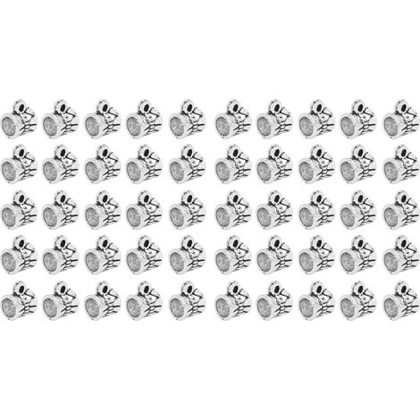 Lot de 50 perles à barbe en alliage argent antique, accessoires de tressage cheveux, DIY bracelet collier, décoration vintage (1/5)