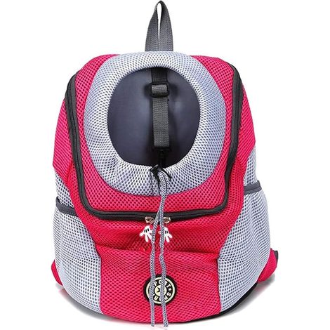 (34 x 30 x 16 cm, rot) Faltbarer Hunderucksack, Haustiertragetasche, Transportrucksack für Hunde und Katzen, klein (1/4)