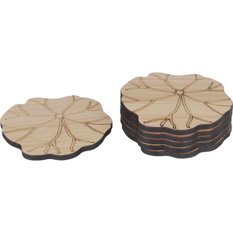 Lot de 6 dessous de verre en bambou isolants, motif feuille de lotus, protège-table et accessoire de décoration (1/5)