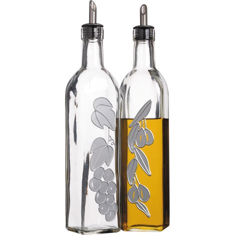 Kitchen Craft Italian Collection Set 2 dispenser in vetro per olio e aceto, grandi