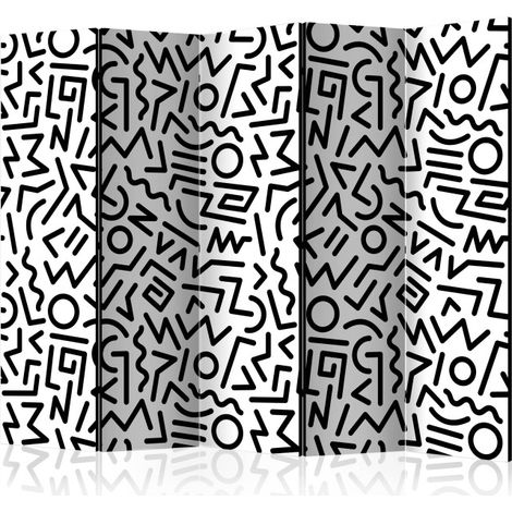 Paravent 5 Volets "Black & White Maze" 172x225cm (1/2)