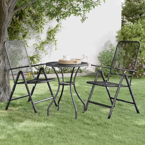Chaises pliables jardin-Chaise de terrasse-Chaise d'extérieur lot de 2 Maille métallique Anthracite 500619 (1/5)