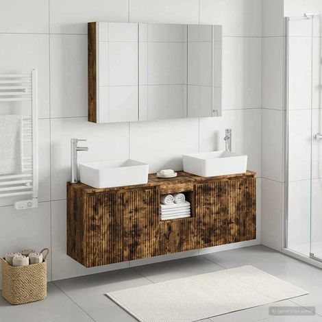 vidaXL Bathroom Cabinet Set 4 pcs Smoked Oak Engineered Wood (1/5)