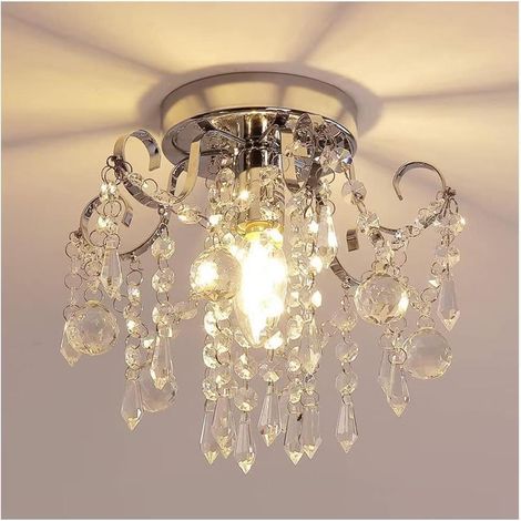 Modern recessed mini crystal ceiling light with rust finish for kitchen, dining room, bedroom