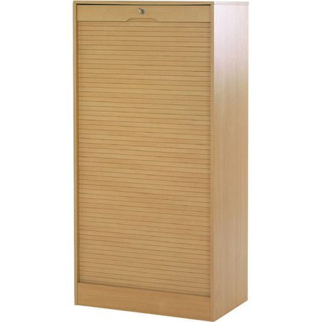 Classeur à Rideau Largeur 70 cm Hauteur 140 cm 16 Niches 2 Kits DS - Coloris: Hêtre
