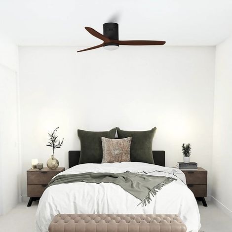 Ventilatore con luce nera/legno Ø132cm modello SKYLER