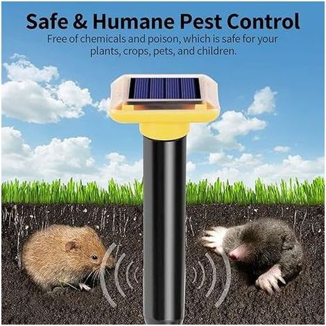 Répulsif Taupe Solaire à Ultrason 4 Pièces Répulsifs Anti-Taupes IP66 Imperméable Répulsif Serpent Ultrason Anti Rongeurs