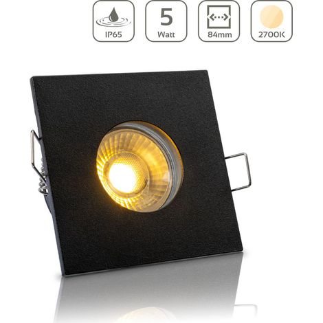 Einbauspot IP65 eckig - Farbe: Schwarz - LED Leuchtmittel: GU10 5W warmweiß (1/5)