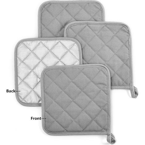 Lot de 4 maniques de cuisine en coton grises 17,8 cm (1/5)