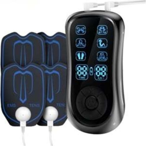 Portable Muscle Stimulator Mini Full Body Massage EMS Pulse Stimulation 6 Modes 4 Gel Pads - AquaForge