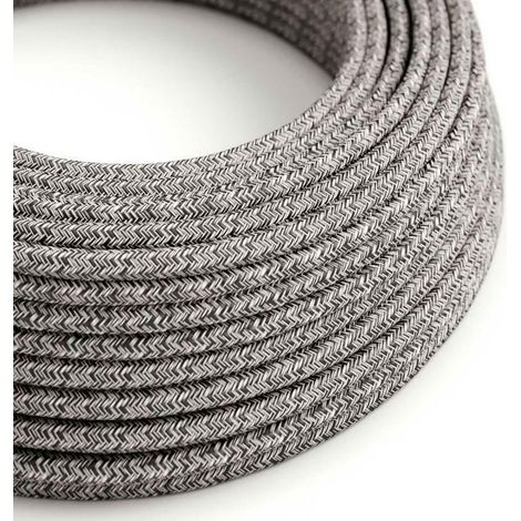 Creative-cables italia cavo 3x0,75 cotone onyx nero, lino naturale e rifinitura glitter xz3rs81