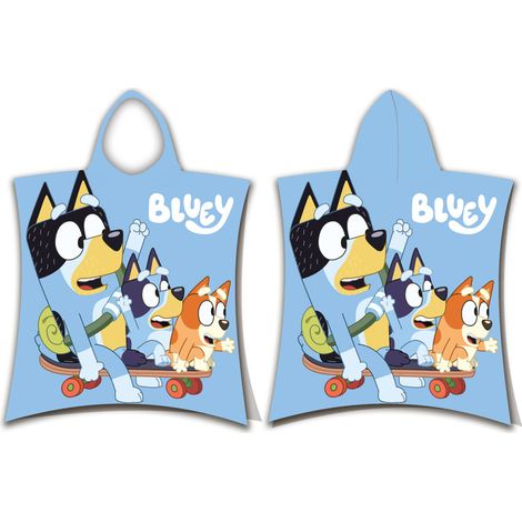 JERRY FABRICS BLUEY SERVIETTE PONCHO POUR GARÇONS OU FILLES  PONCHO À CAPUCHE POUR ENFANTS 50 X 115 CM  SERVIETTES DE PISCINE