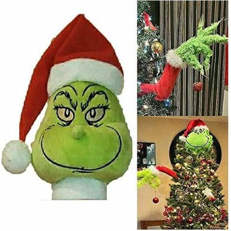 Ahlsen – Décoration de Noël Grinch en coton – Taille 15 x 15 cm – Pour intérieur – Amusante et originale pour égayer votre espace festif (1/2)